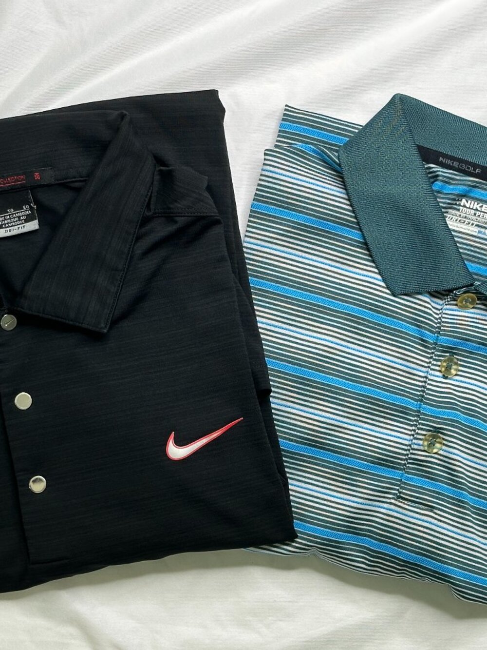 Nike Dri-FIT Polo Shirt Mens XL Golf Black Blue Performance Stretch Lot of 2